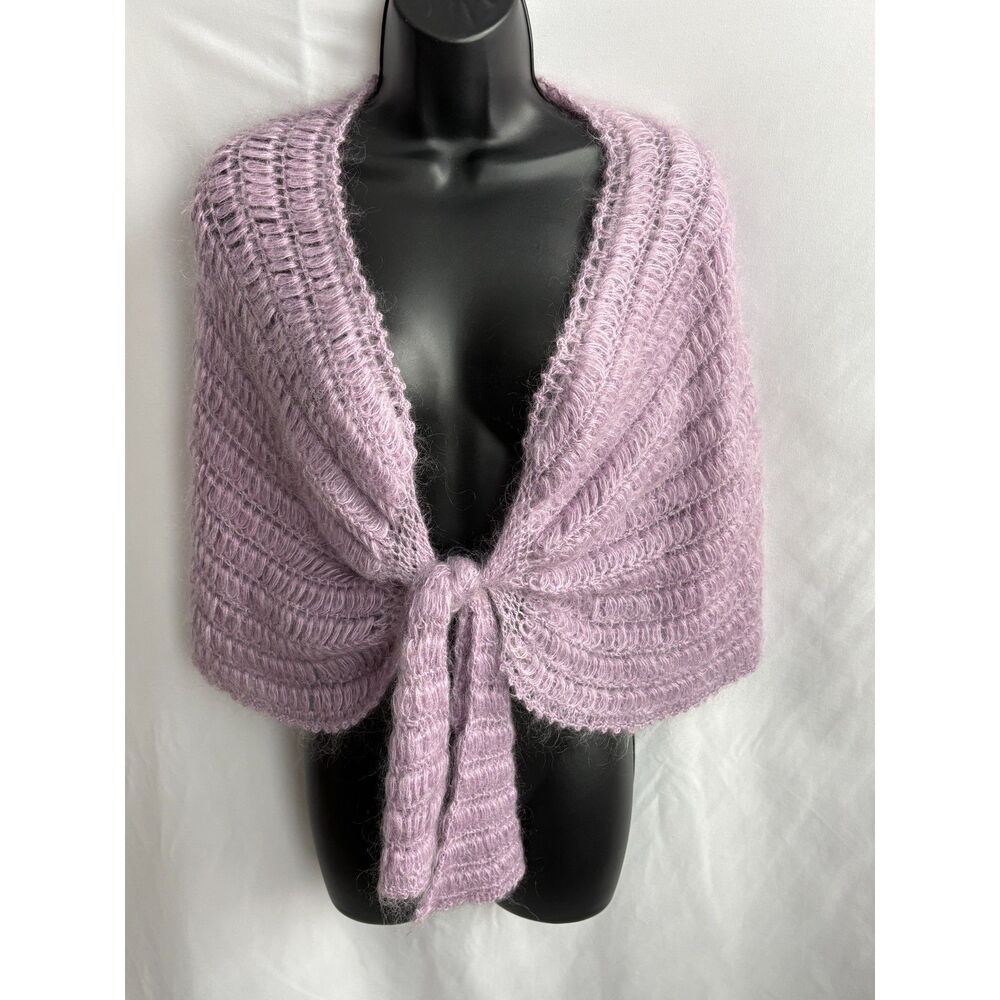 Vintage Central Park West Lilac Purple Mohair Evening Throw Wrap Cashmere OS